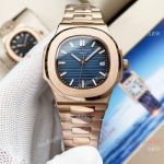 Swiss Quality Patek Philippe Nautilus Citizen 8215 Rose Gold Blue Replica Watches